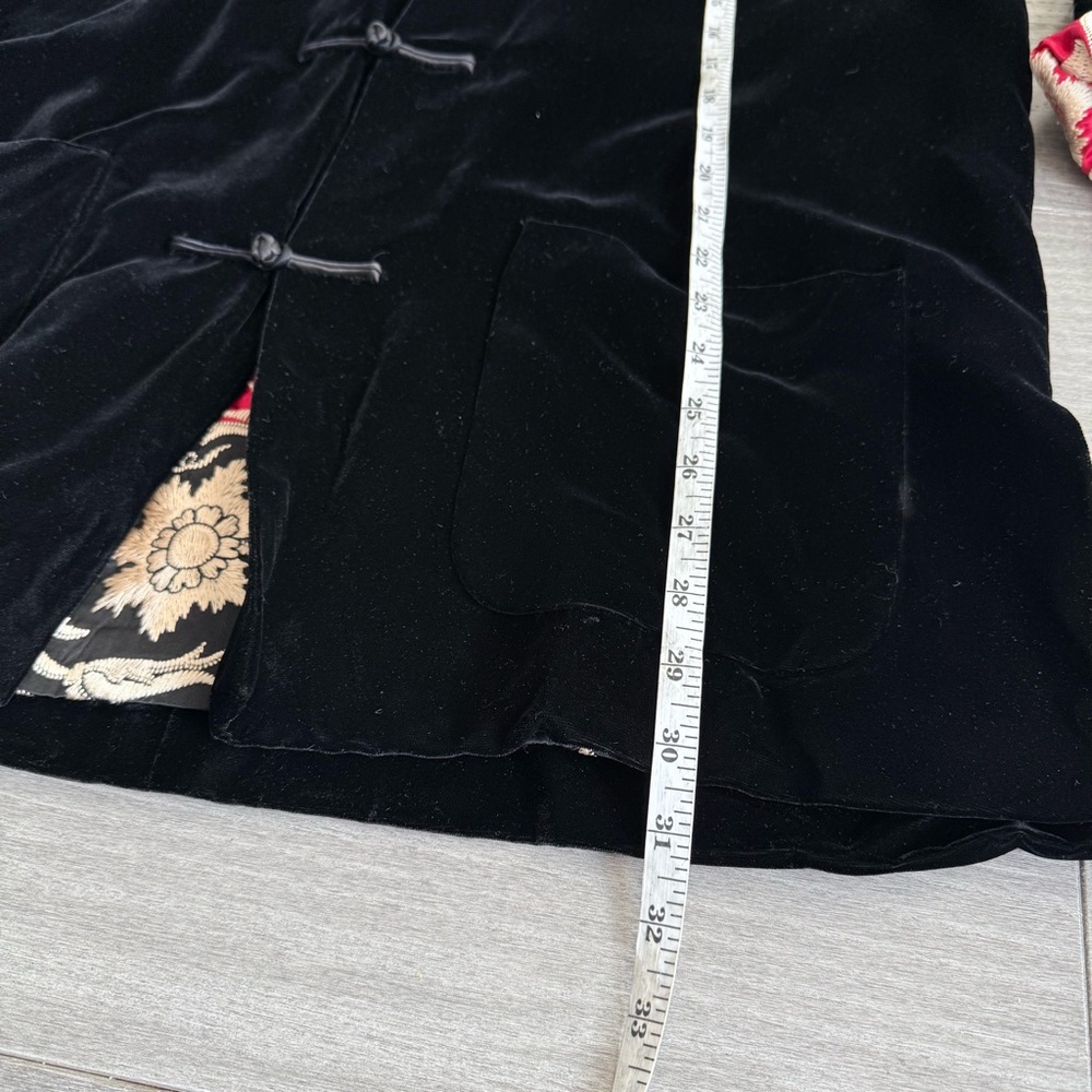 Shanghai Tang Black Velvet Chinese Mandarin Jacket Silk Embroidered Lining US 14 - Picture 16 of 16